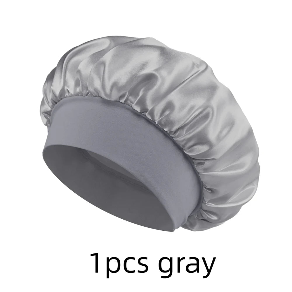 Elastic Wide Band Satin Hair Bonnet