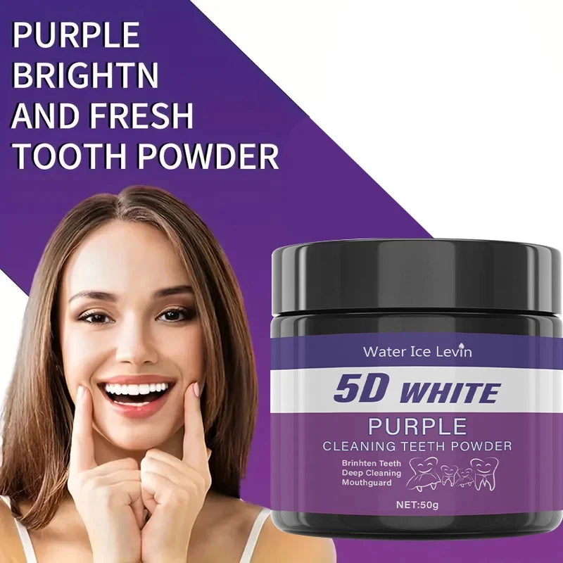 5D White Purple Teeth Cleaning Powder