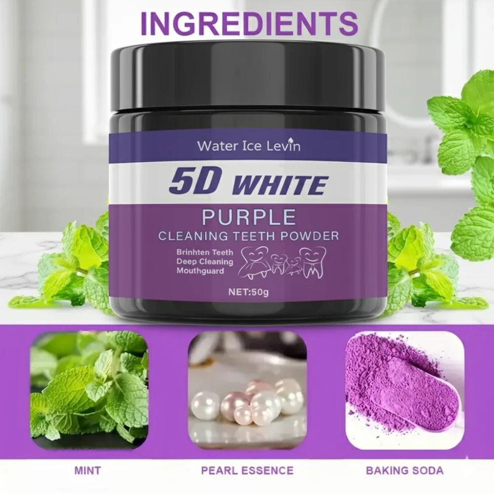 5D White Purple Teeth Cleaning Powder
