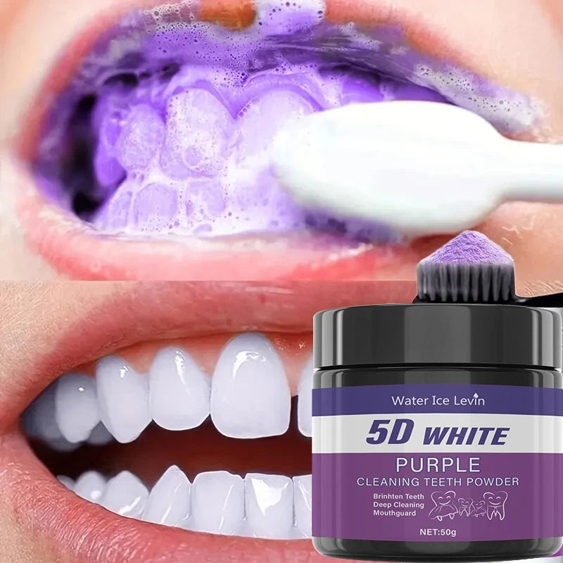 5D White Purple Teeth Cleaning Powder