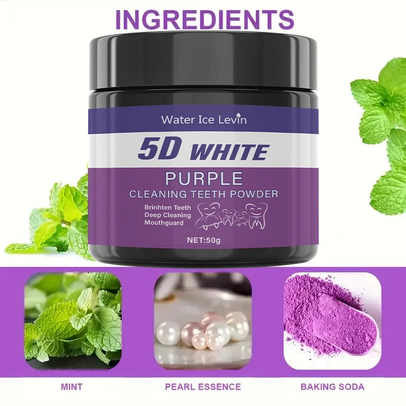 5D White Purple Teeth Cleaning Powder